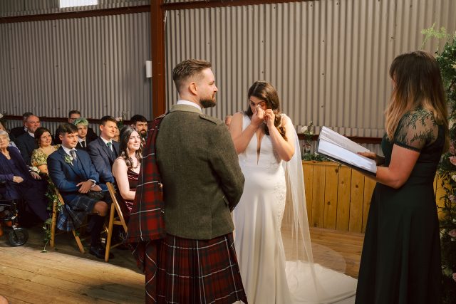 Their personalised readings, including an extract from Liz Lochhead’s ‘A View of Scotland/Love Poem’, made the ceremony even more emotional and meaningful.